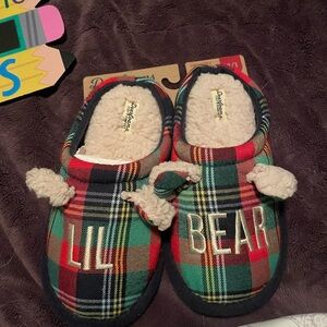 Dearfoams Kids Plaid Lil Bear Slippers